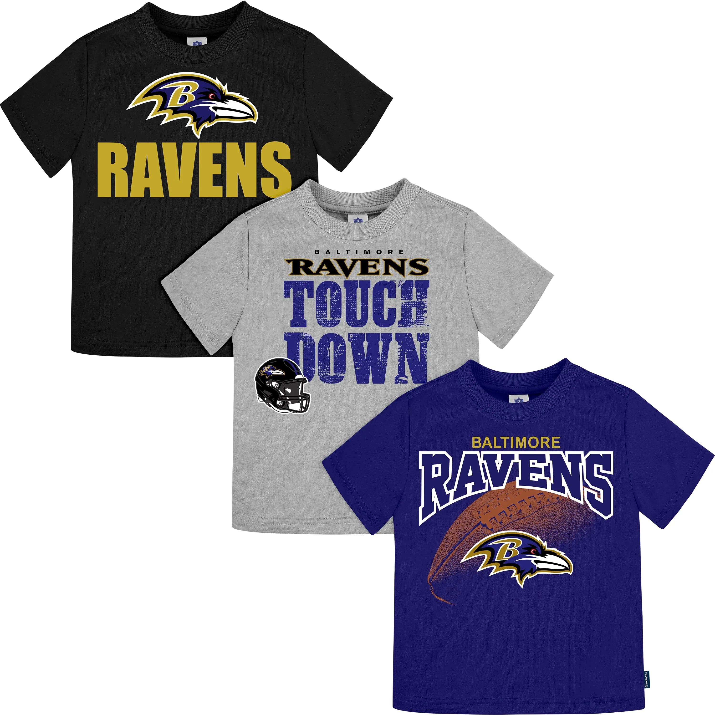 3-Pack Baby & Toddler Boys Ravens Short Sleeve Shirts