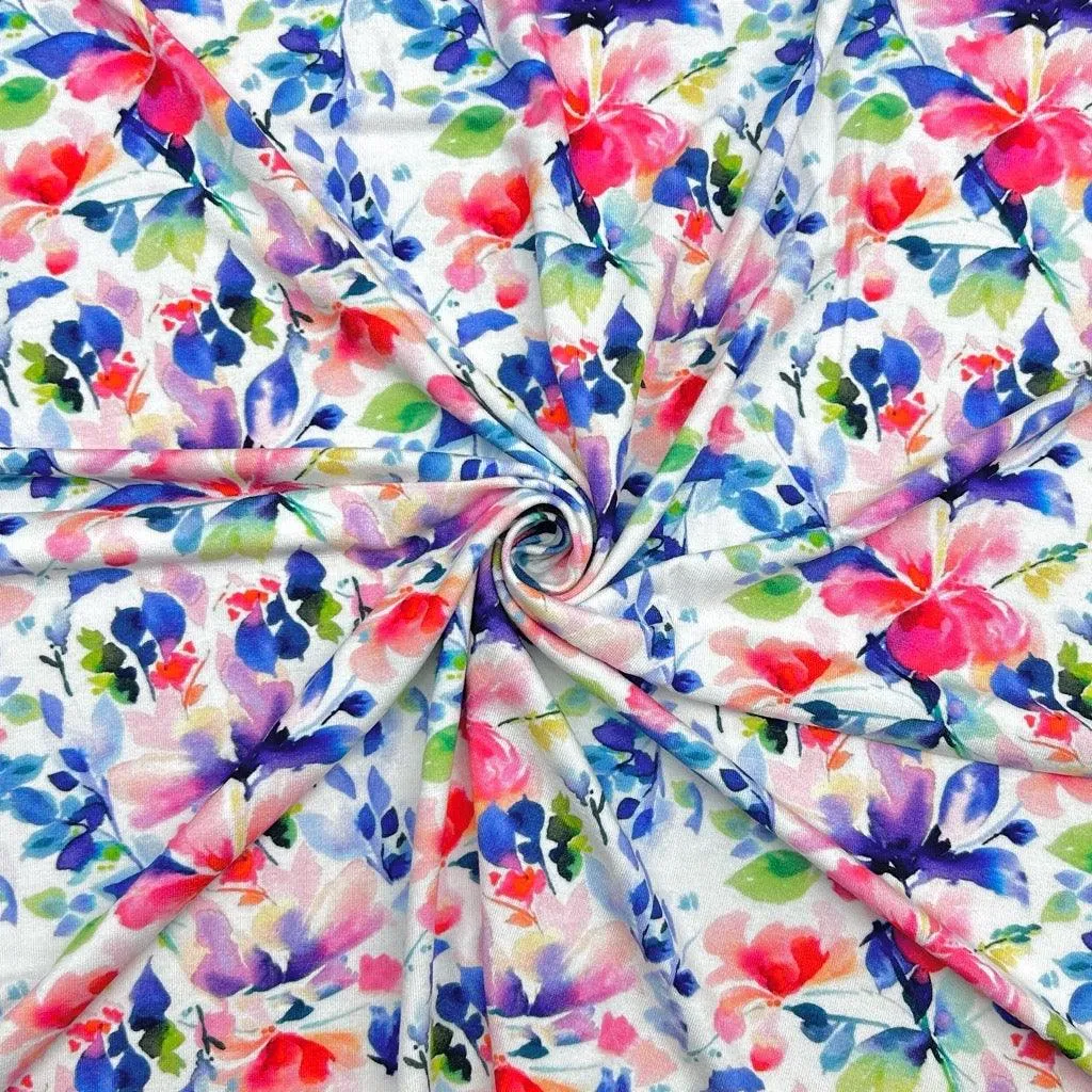 Abstract Meadow Bamboo Jersey Fabric