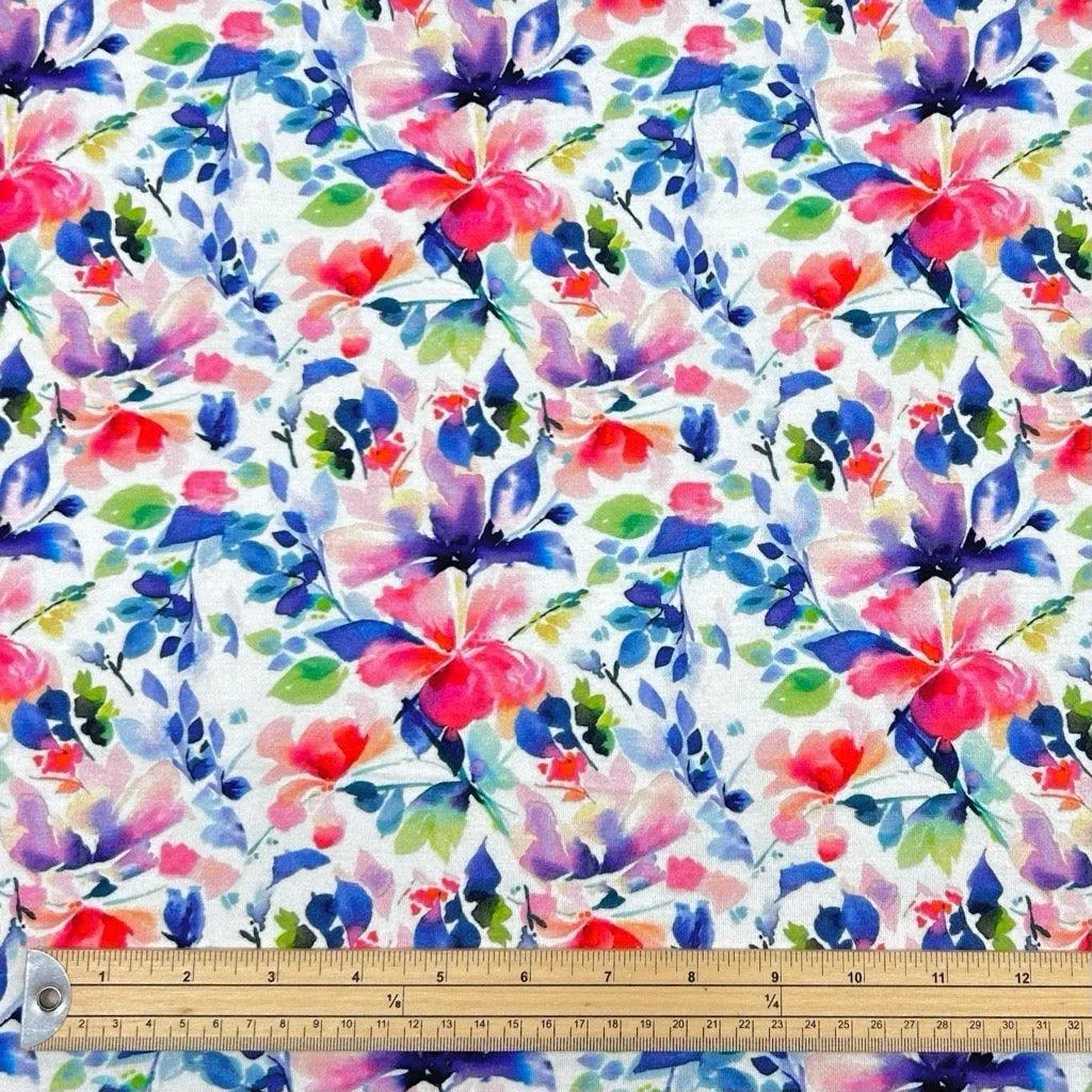 Abstract Meadow Bamboo Jersey Fabric