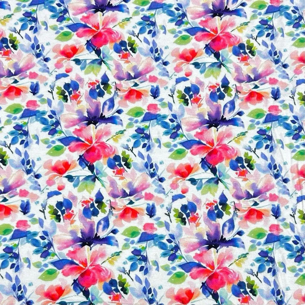 Abstract Meadow Bamboo Jersey Fabric