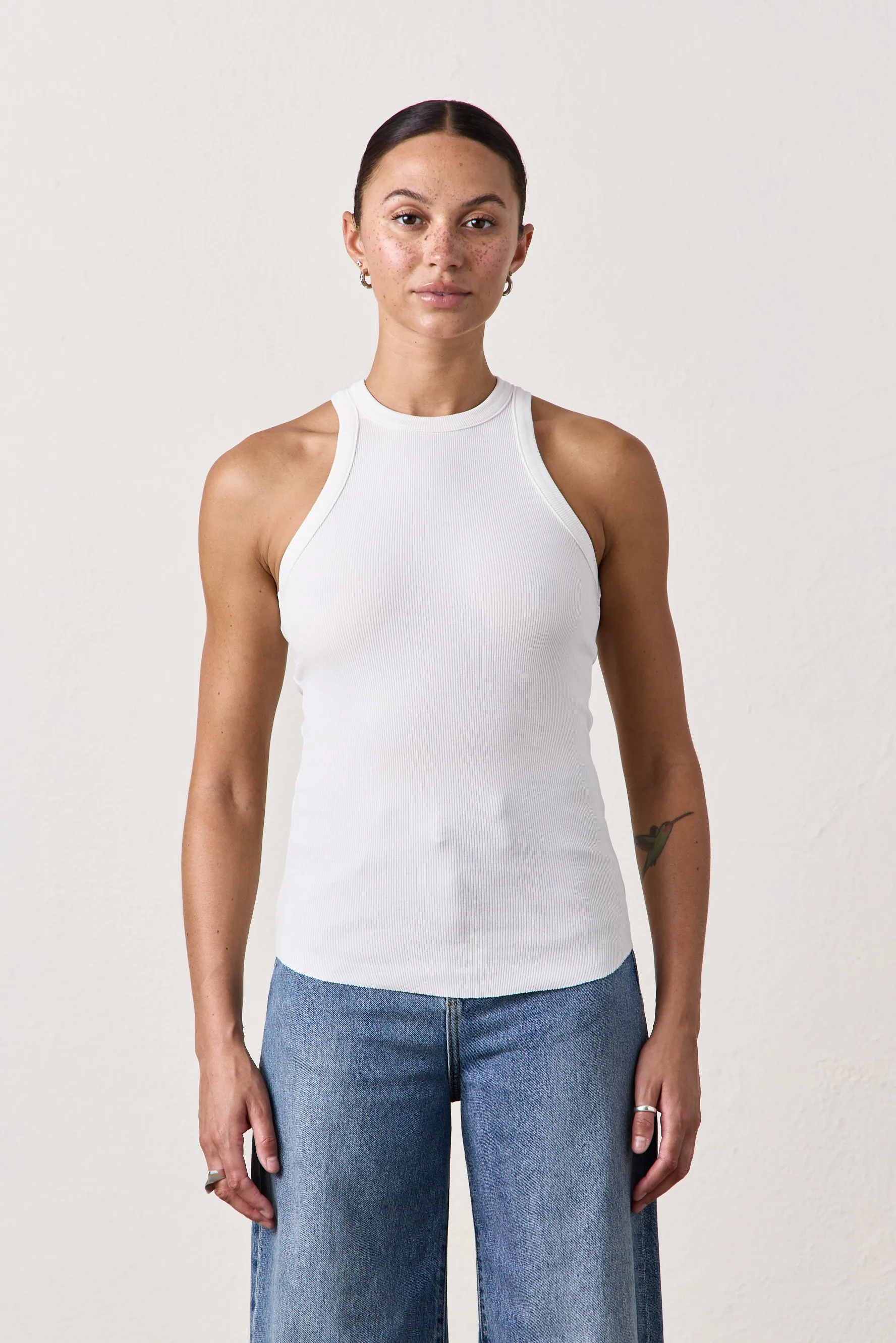 ALEXA FITTED RIB TANK / SOFT WHITE