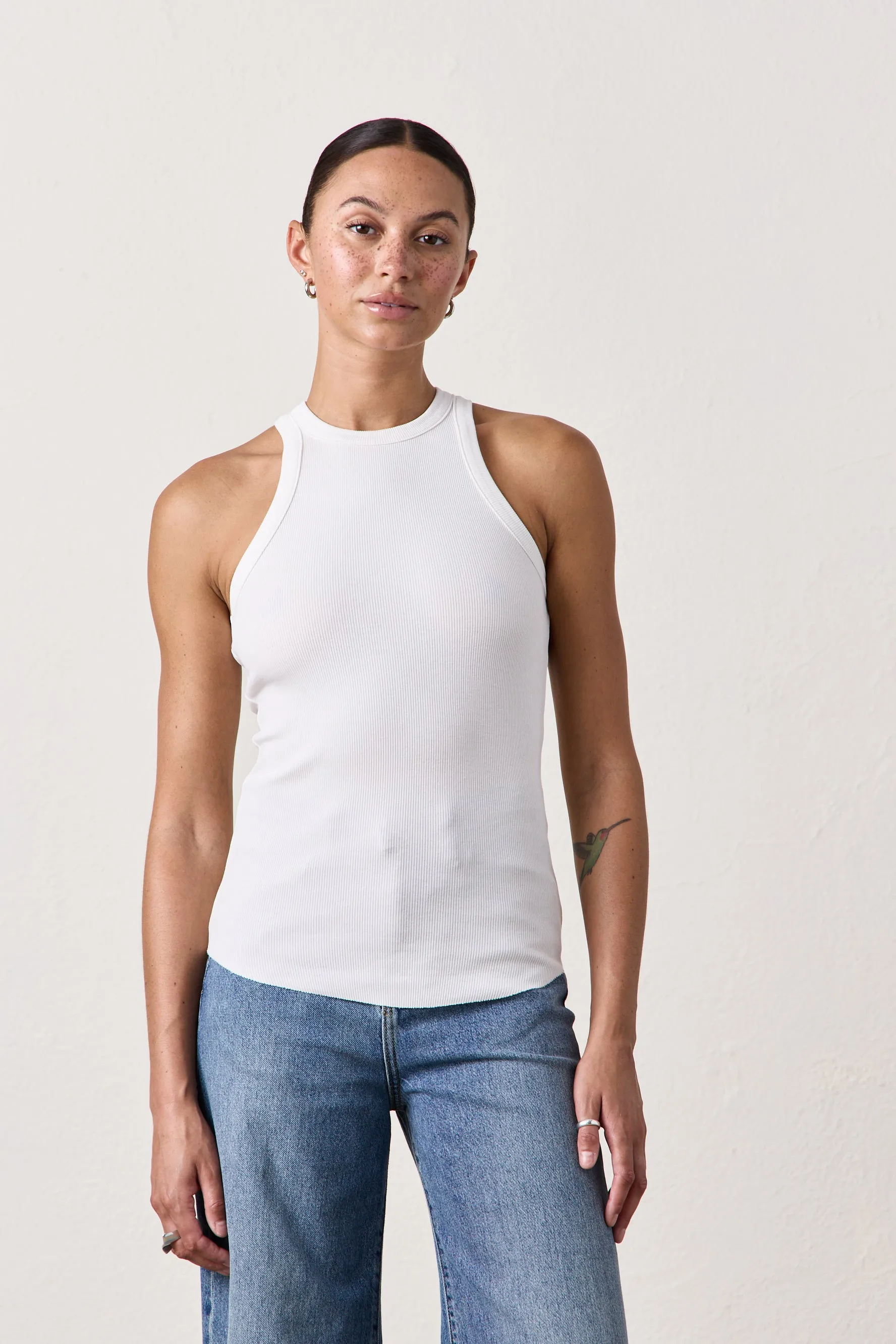 ALEXA FITTED RIB TANK / SOFT WHITE