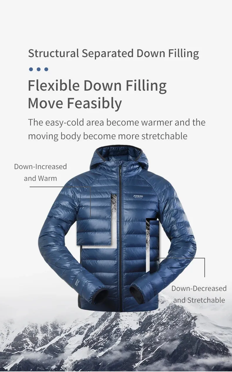 AONIJIE FM5141 Men’s Lightweight White Goose Down Jacket | Hooded 800FP Short Coat for Running & Travel