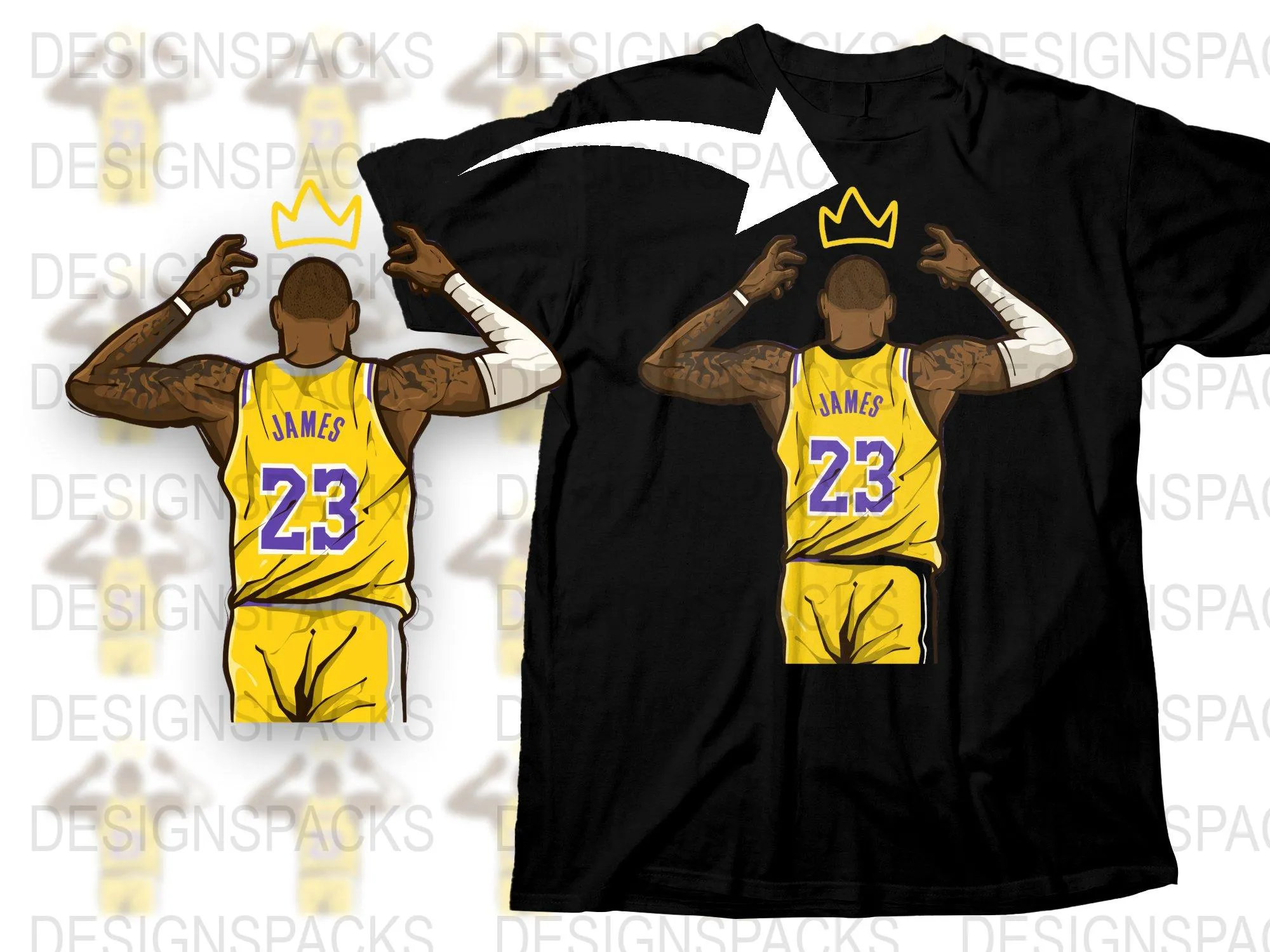 Basketball Player Yellow Jersey Number 23 Png Digital Download