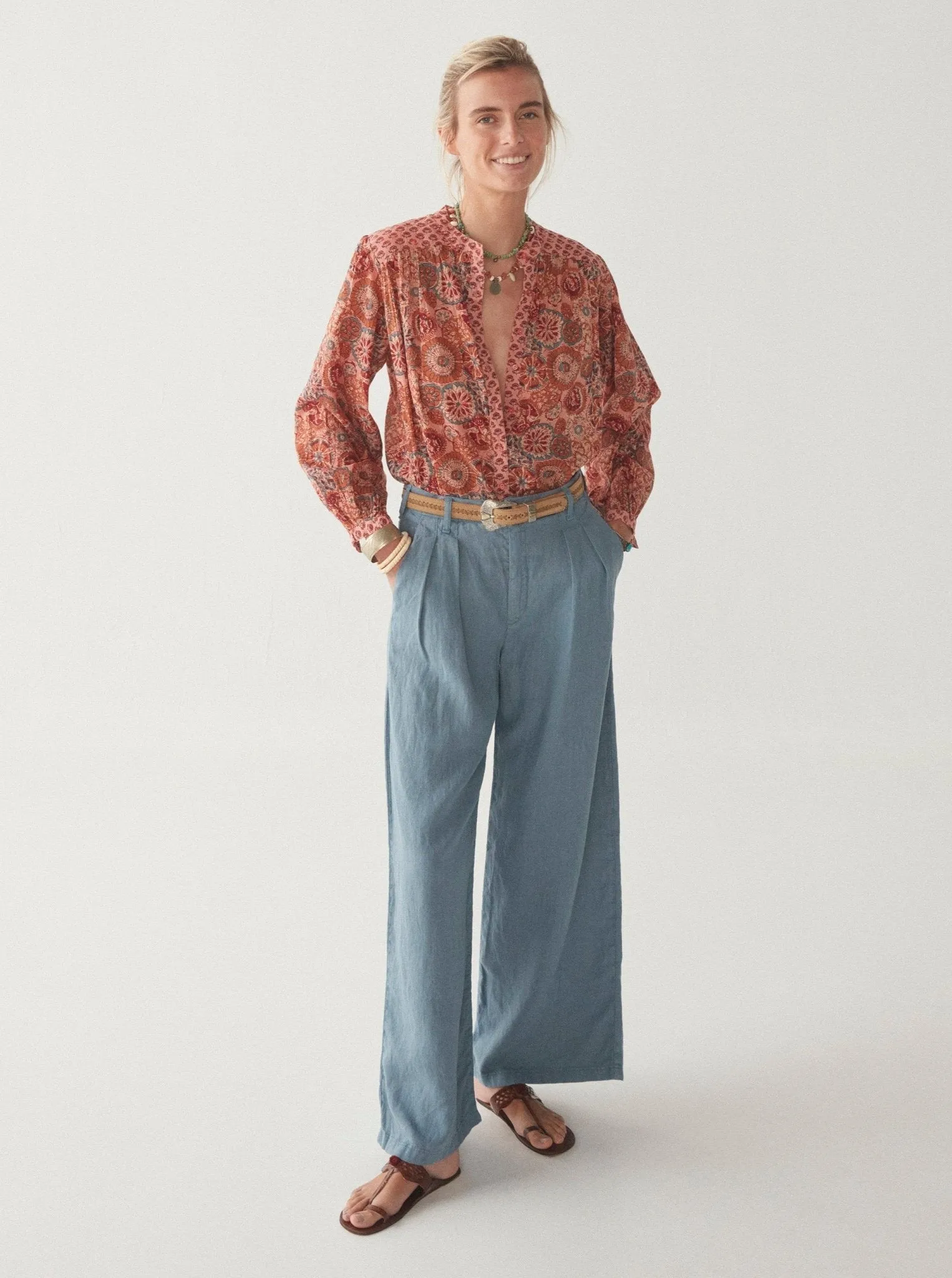 Beatrice Blouse - Rust Flamingo