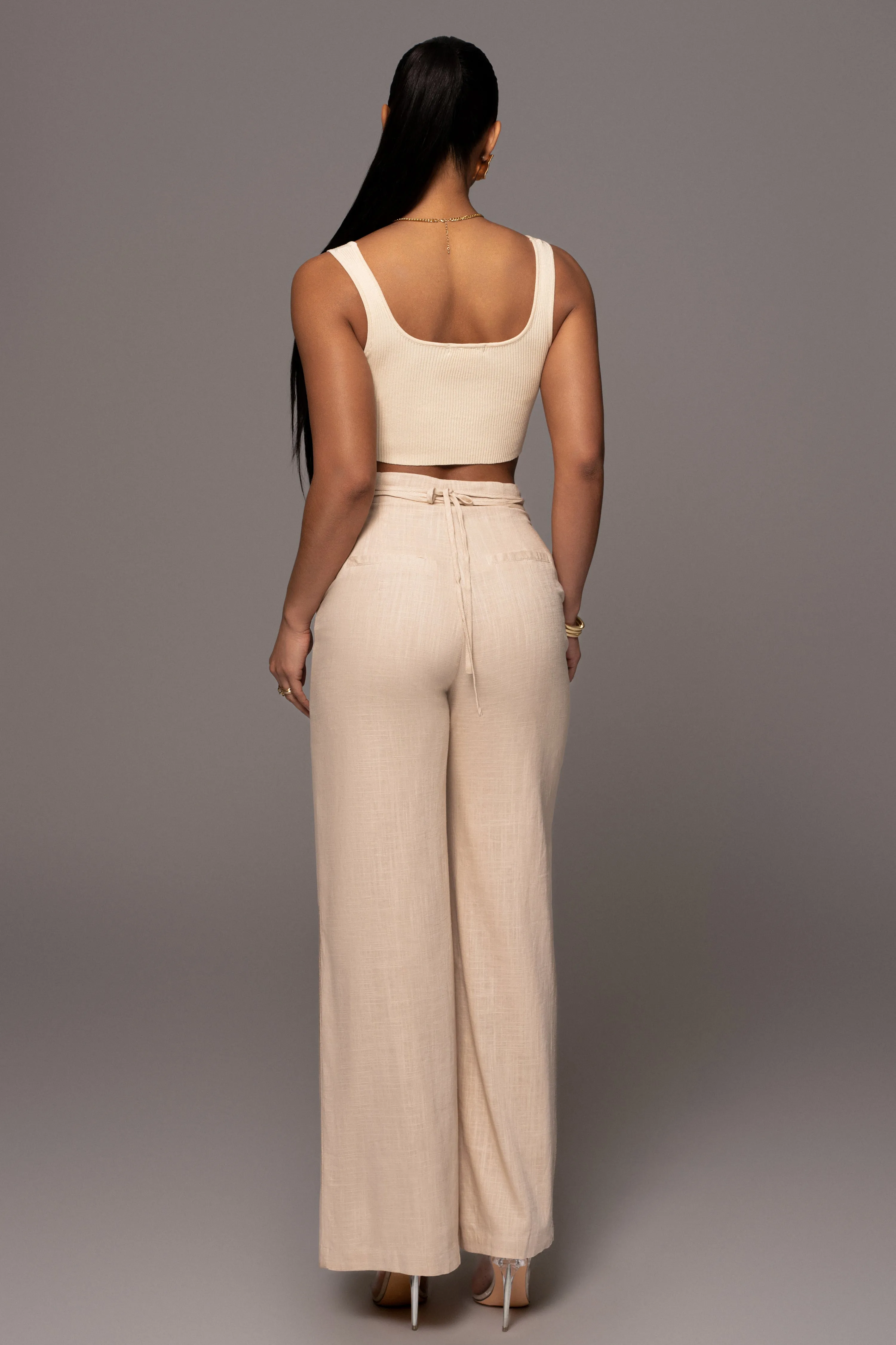 Beige Waverly Linen Trousers