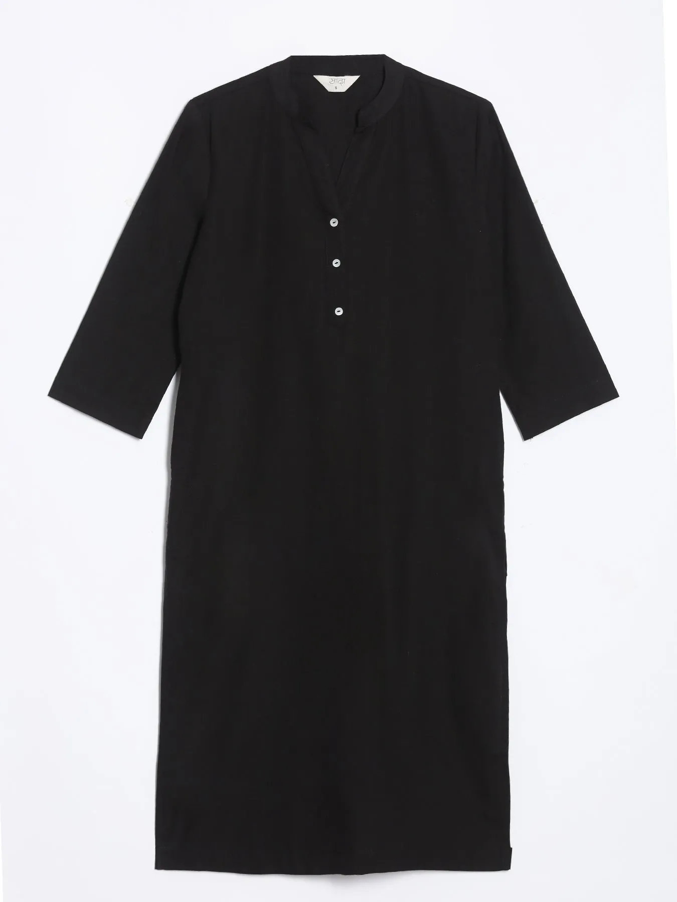 Black Airy Linen Long Kurta