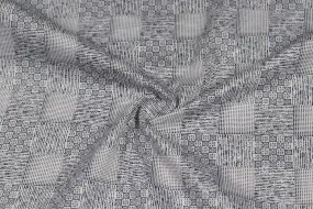 Blue and Gray Checks Printed Cotton Satin Fabric