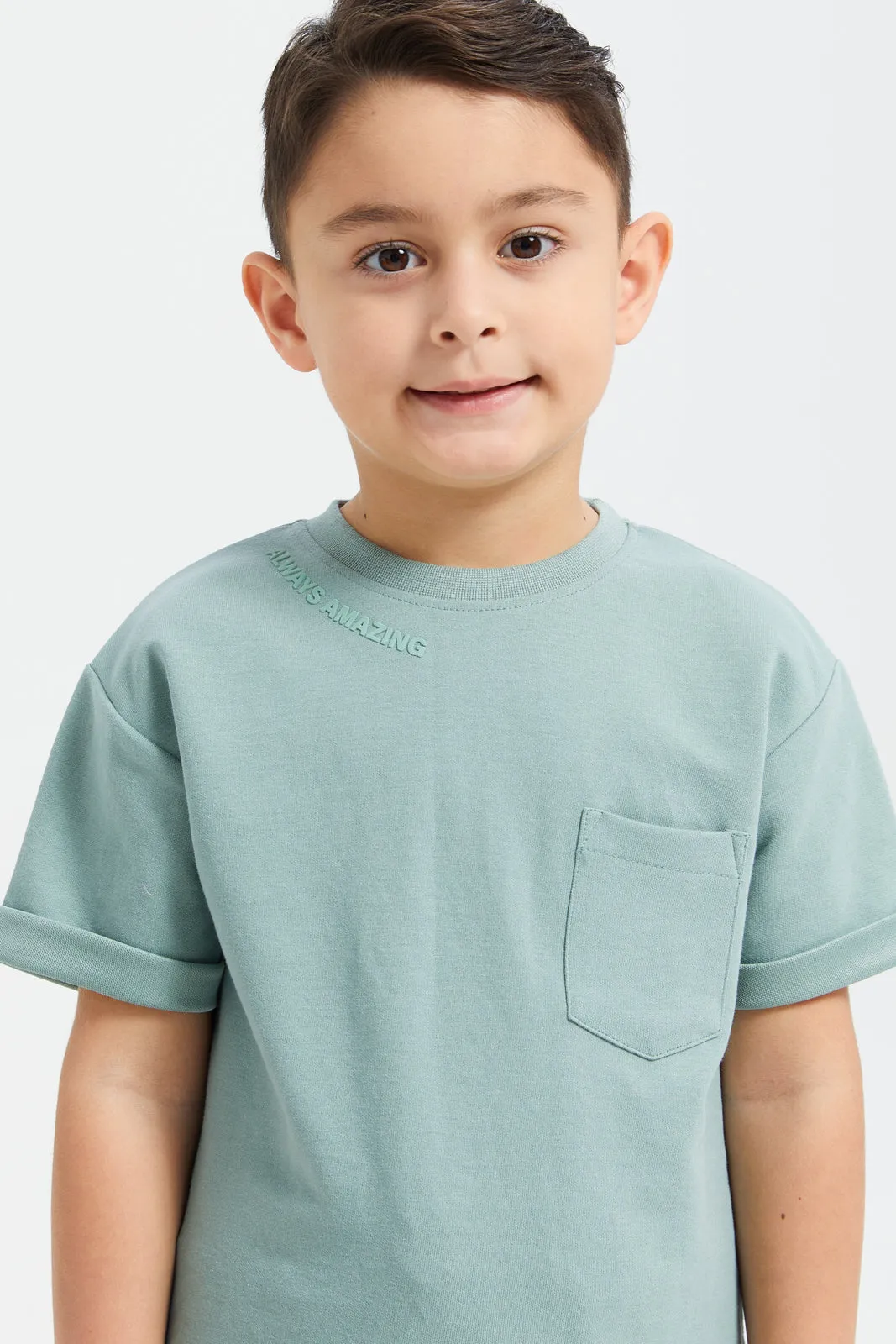 Boys Mint Embroidered T-Shirt