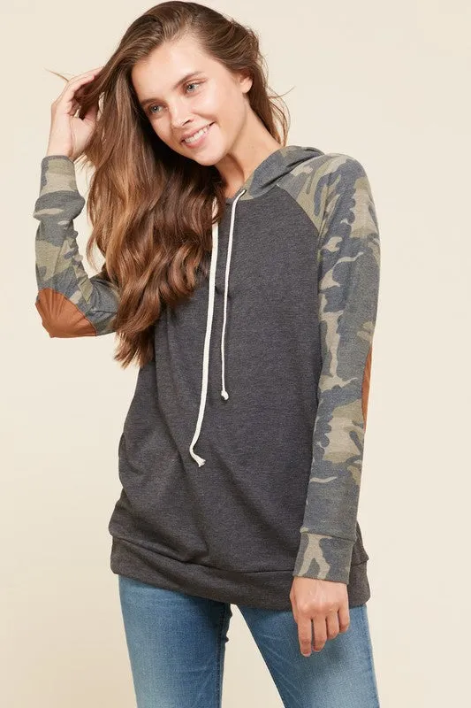 Camo Sleeve Hoodie- T1030