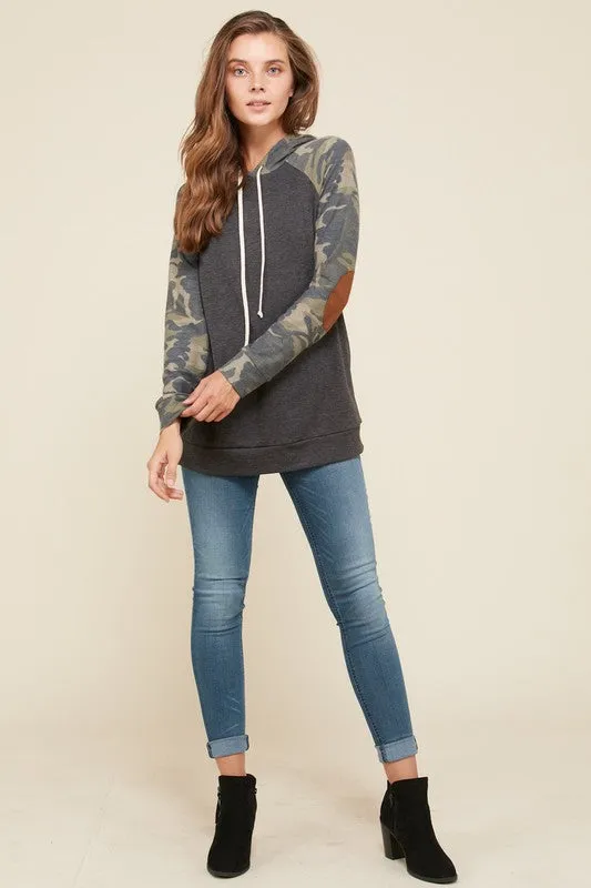 Camo Sleeve Hoodie- T1030