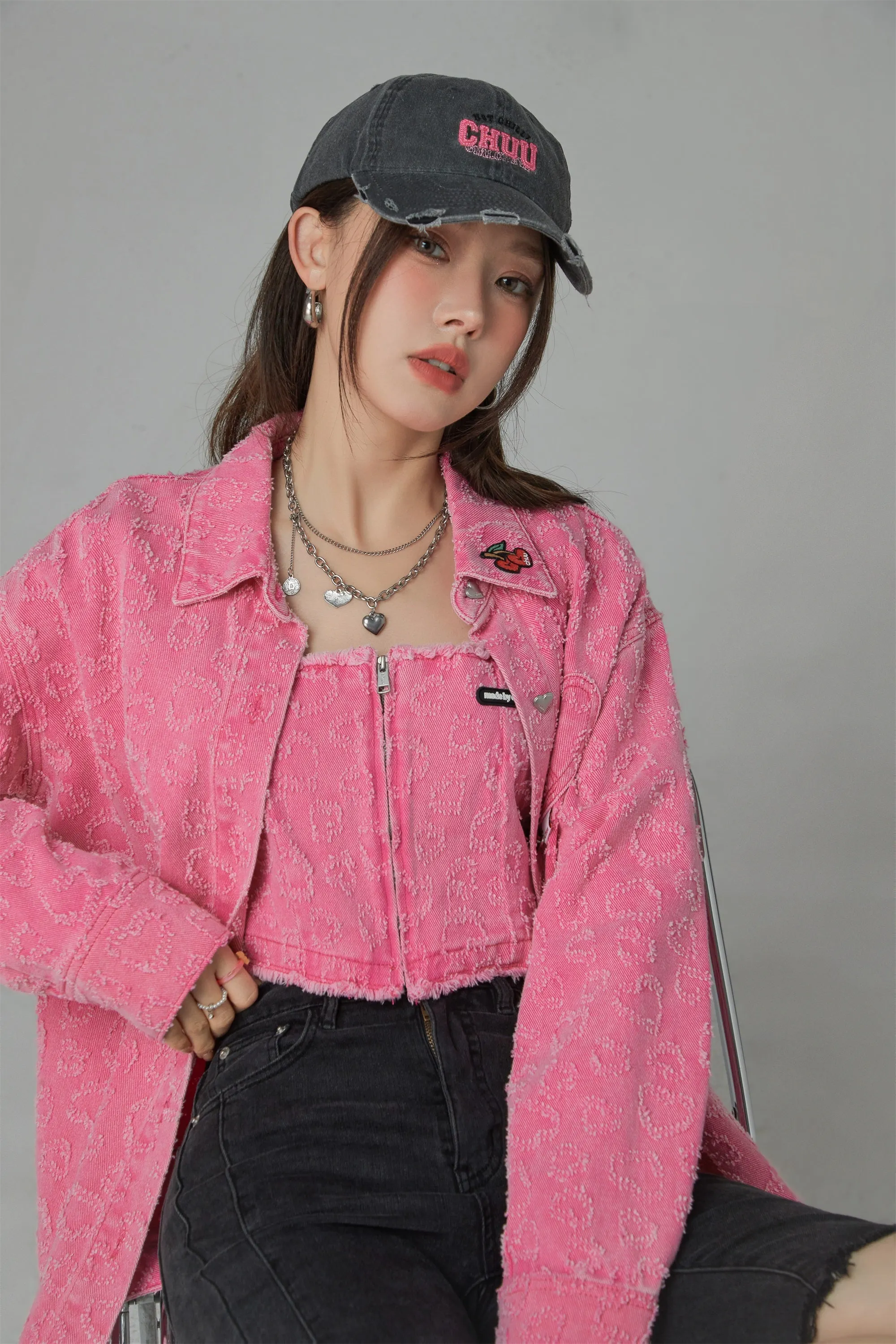 Cherry Heart Loose Fit Cotton Shirt