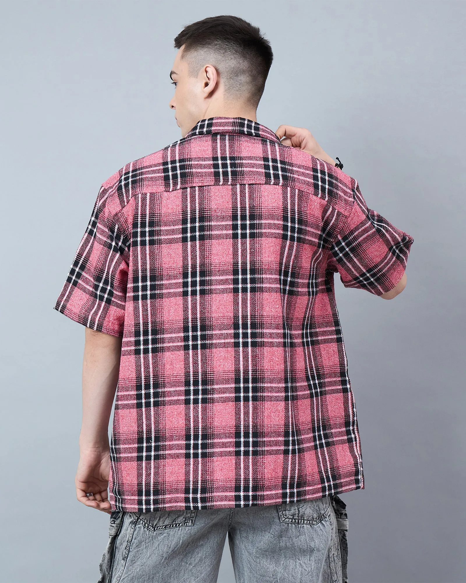 Chimpaaanzee Men Red & Black Oversized Shirt