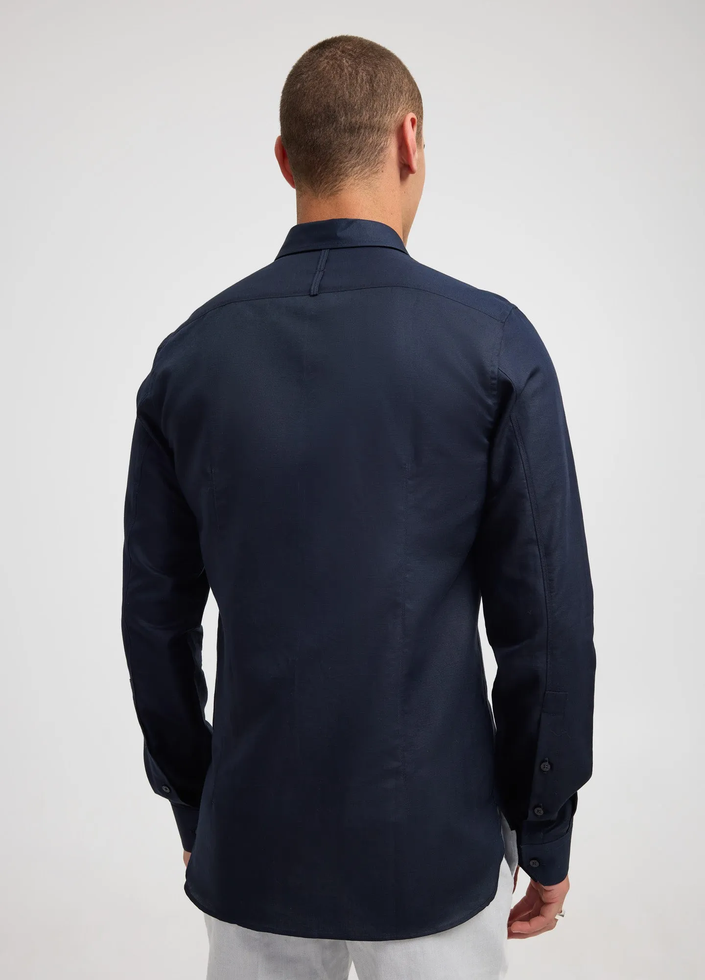 Cotton Linen Shirt Navy