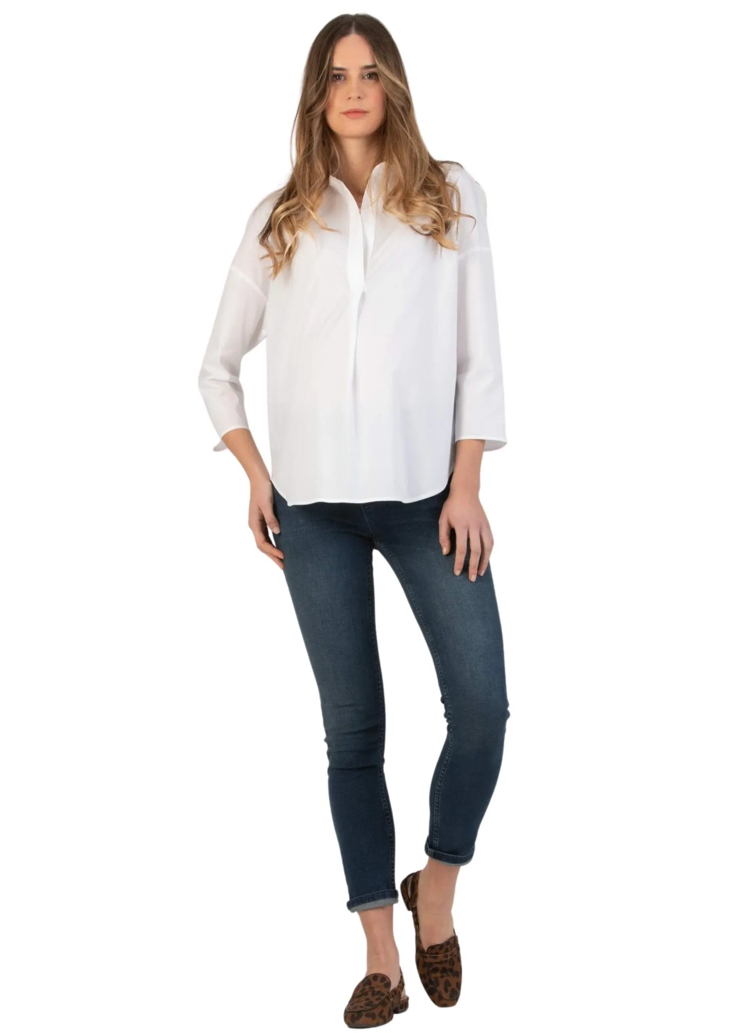 Cotton Maternity Shirt - White