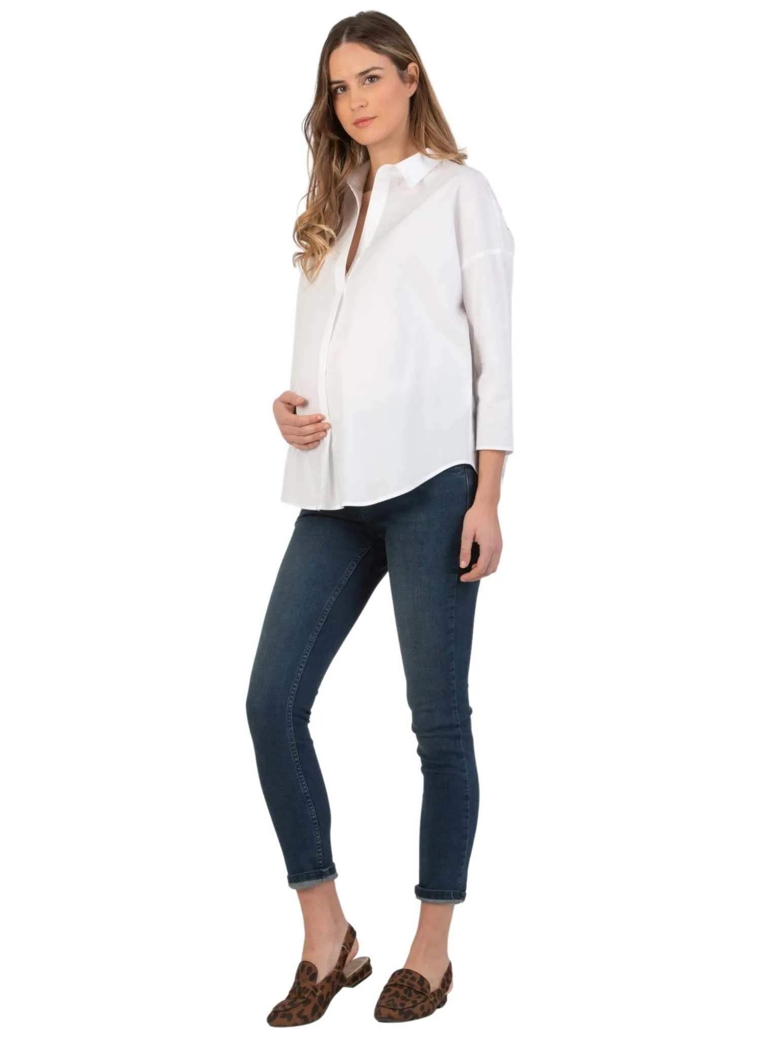 Cotton Maternity Shirt - White