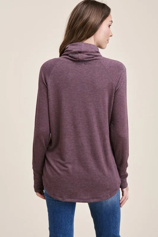 Cowl Neck Raglan Pullover