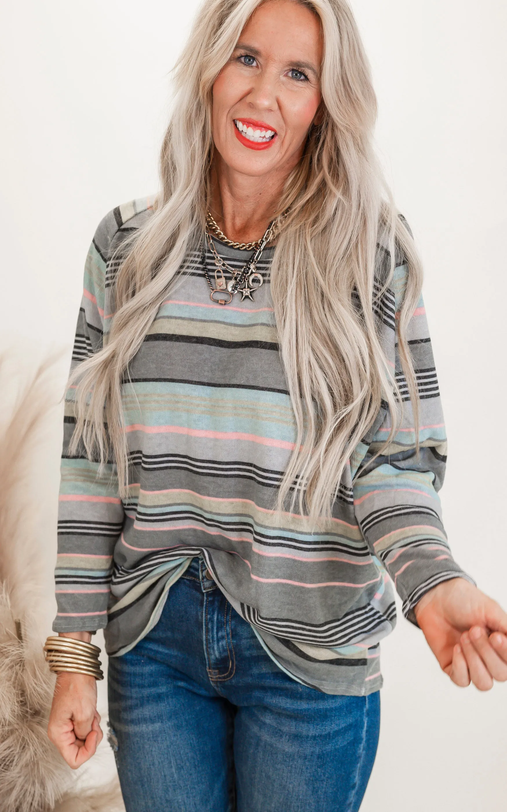 Cozy Stripe Vibes Dolman Top