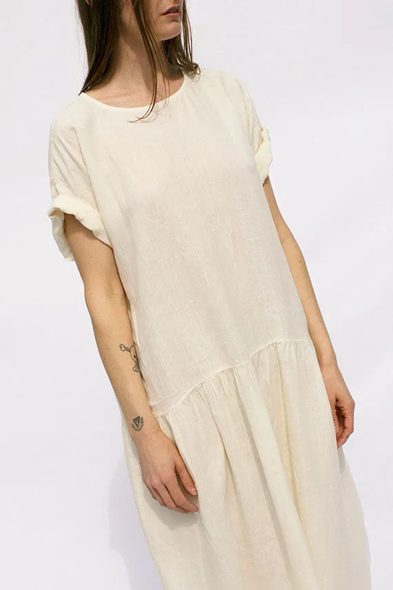 Cream Linen Easy Dress