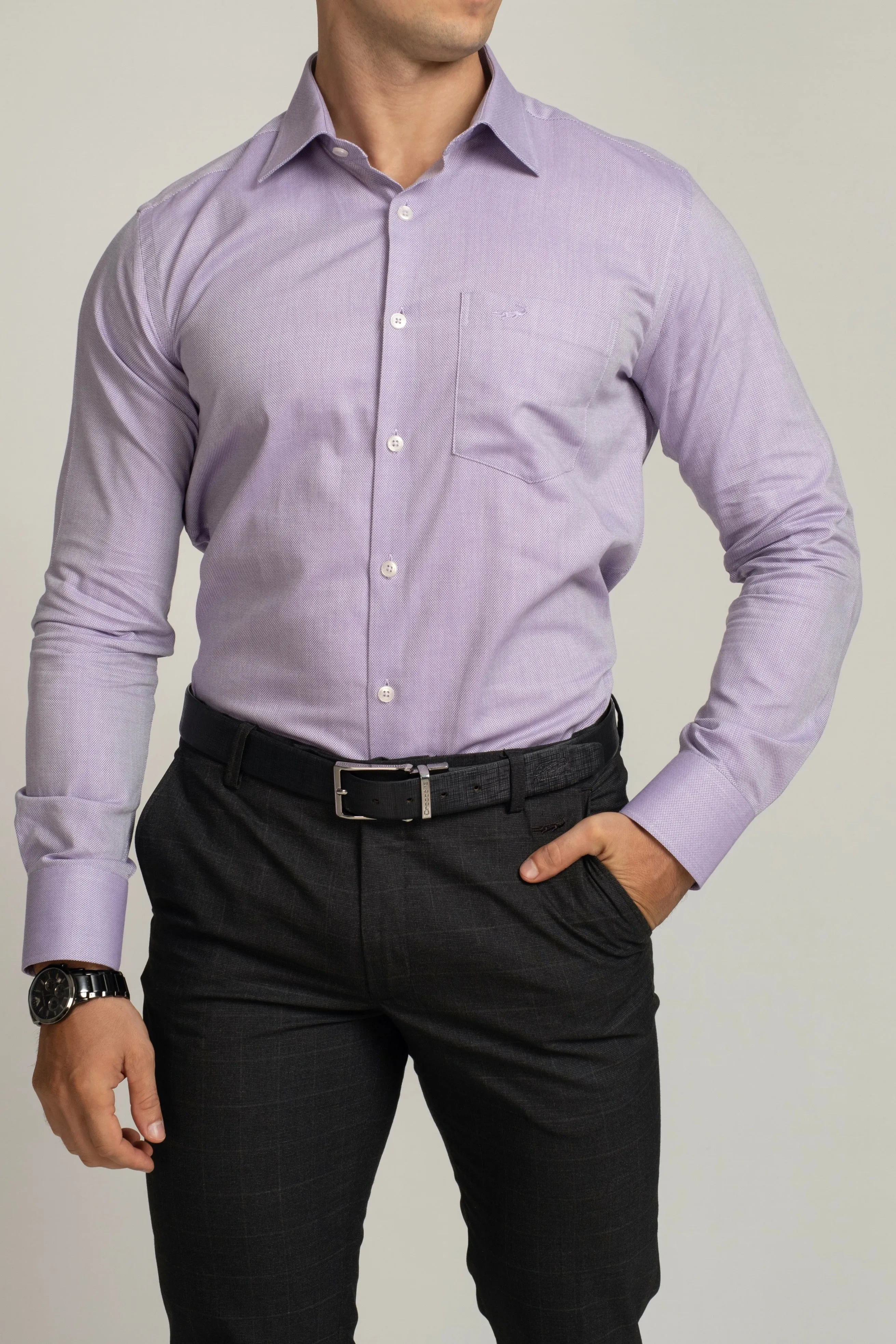 Crocodile Formal Seasonal Slim Fit FS Shirt Purple - Bougainvilla