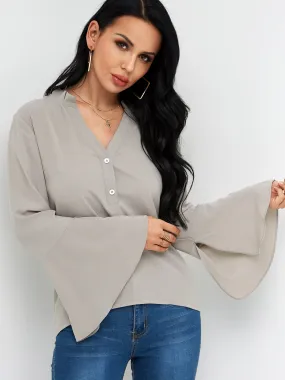 Custom Long Sleeve Grey Blouses