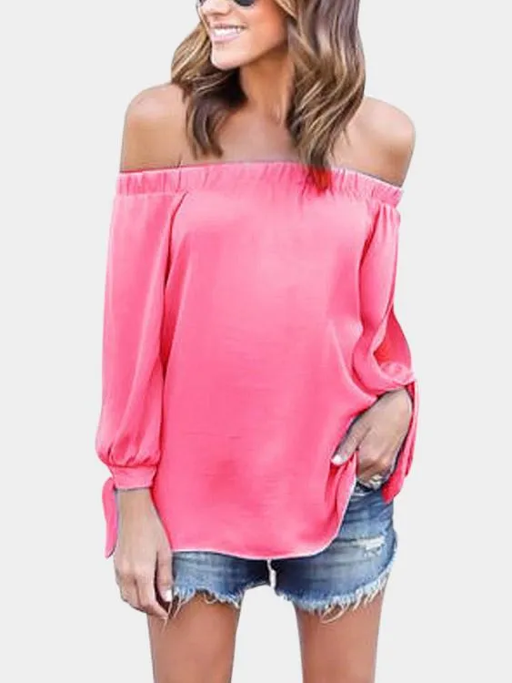 Custom Off The Shoulder Cut Out Long Sleeve Blouses