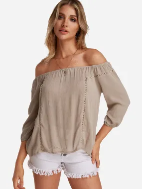 Custom Off The Shoulder Hollow Long Sleeve Blouses