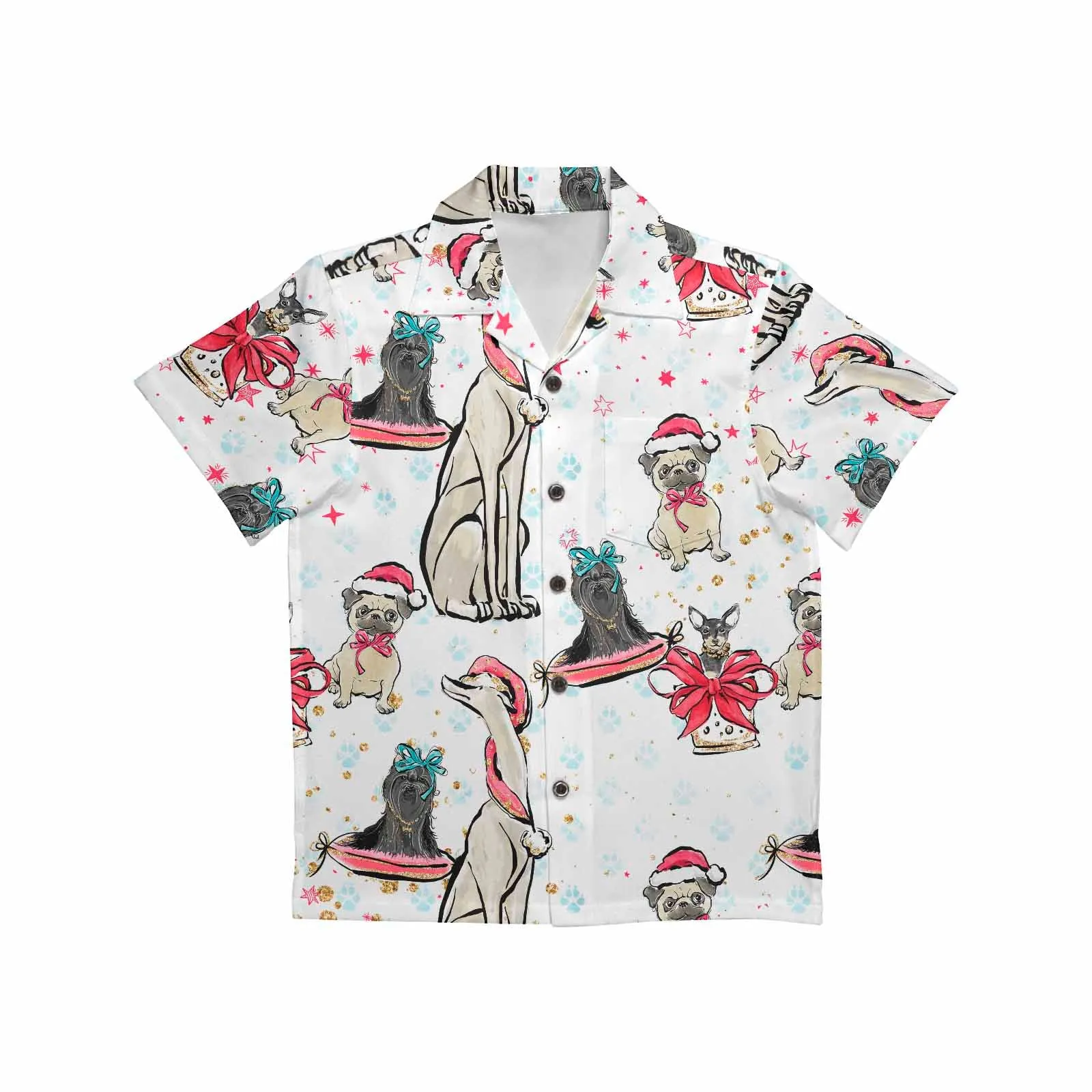 Dog Christmas  Little Boys Hawaiian Shirt