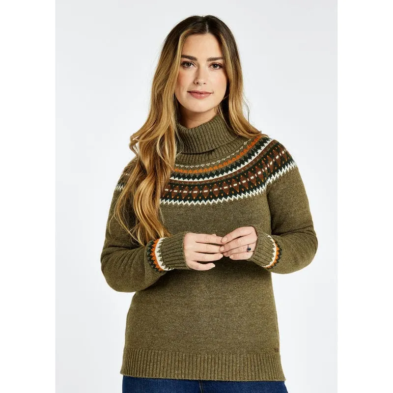 Dubarry Riverdale Ladies Fairisle Jumper - Dusky Green