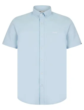 Elbury 3 Short Sleeve Cotton Twill Shirt in Windsurfer Blue / White - Tokyo Laundry