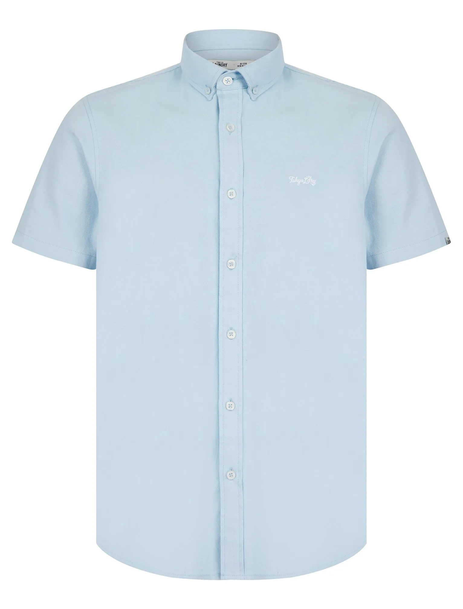 Elbury 3 Short Sleeve Cotton Twill Shirt in Windsurfer Blue / White - Tokyo Laundry