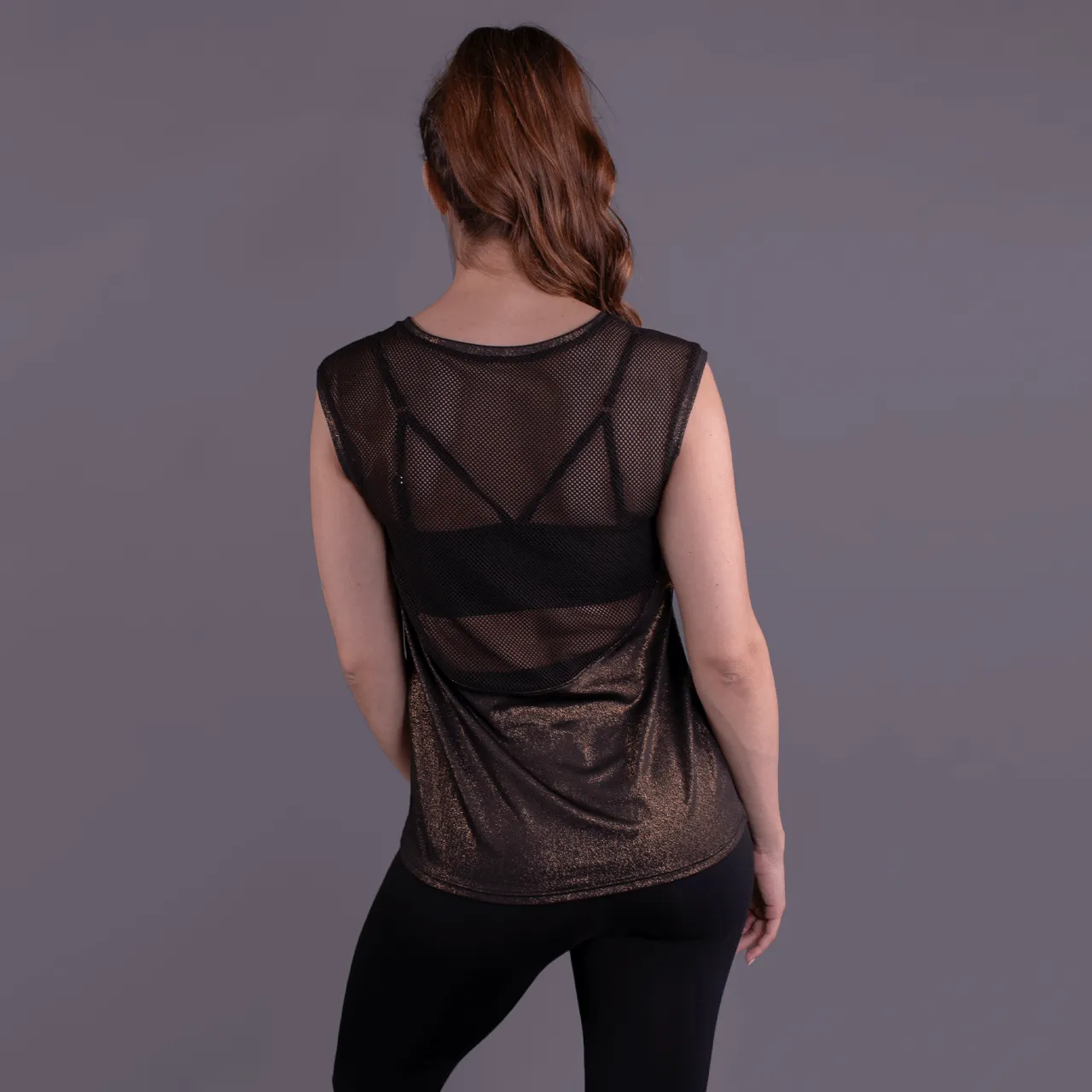 Final Sale Black Sparkle Mesh Back Tank