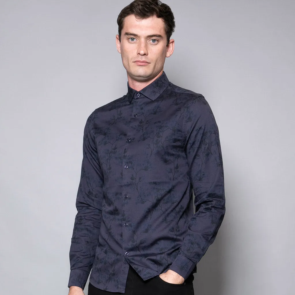 Franz Navy Floral Print Shirt