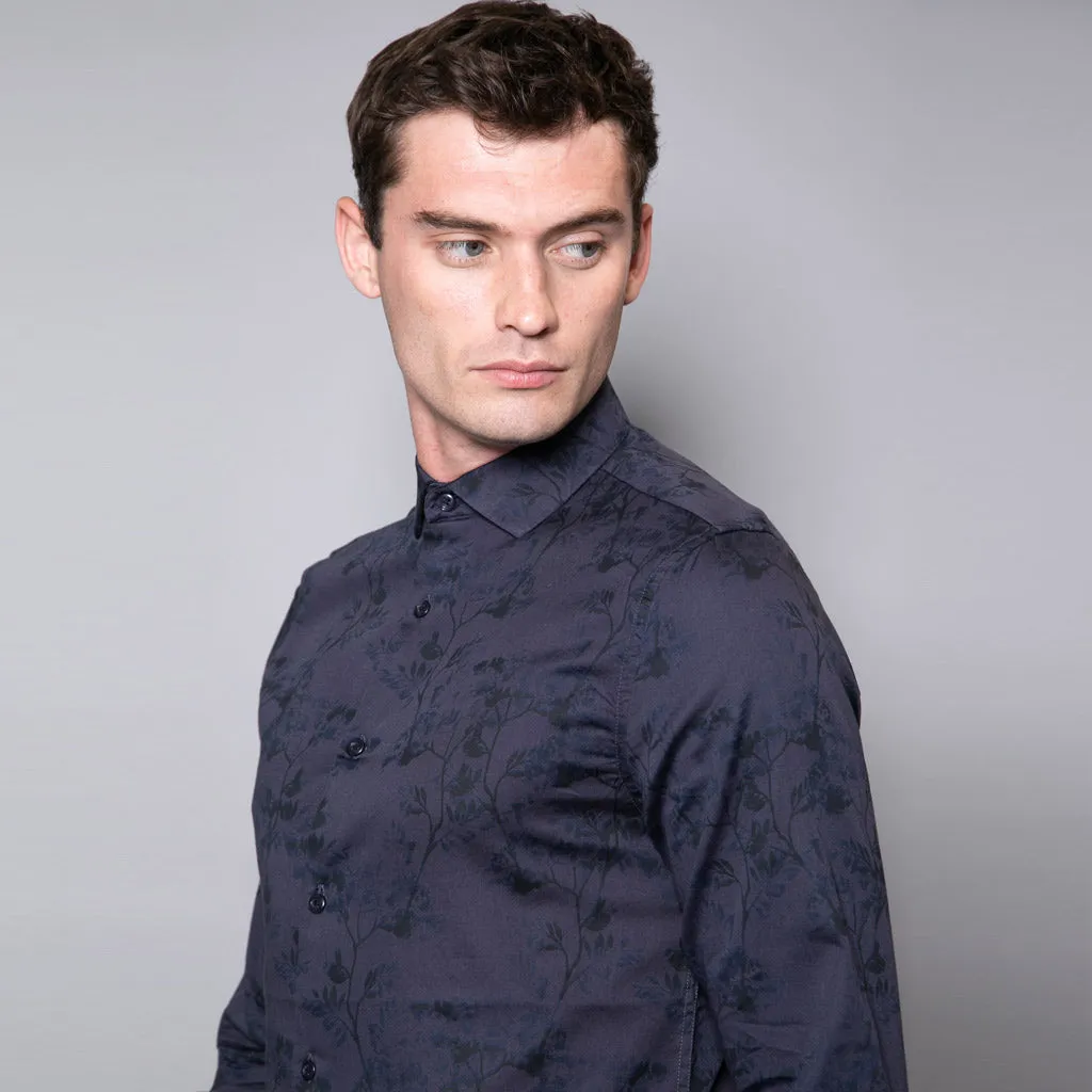 Franz Navy Floral Print Shirt