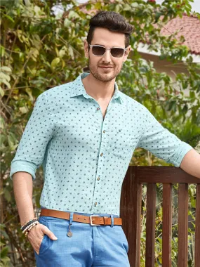 Freshly Minted Polka Dot Light Green Printed Shirt