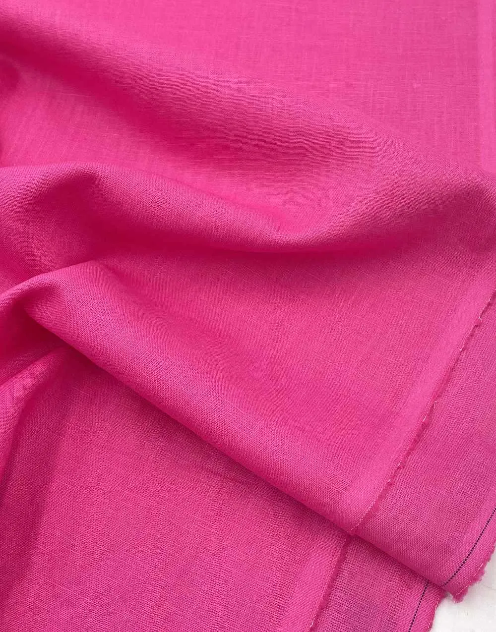 Fuchsia Pink Washed Linen Fabric