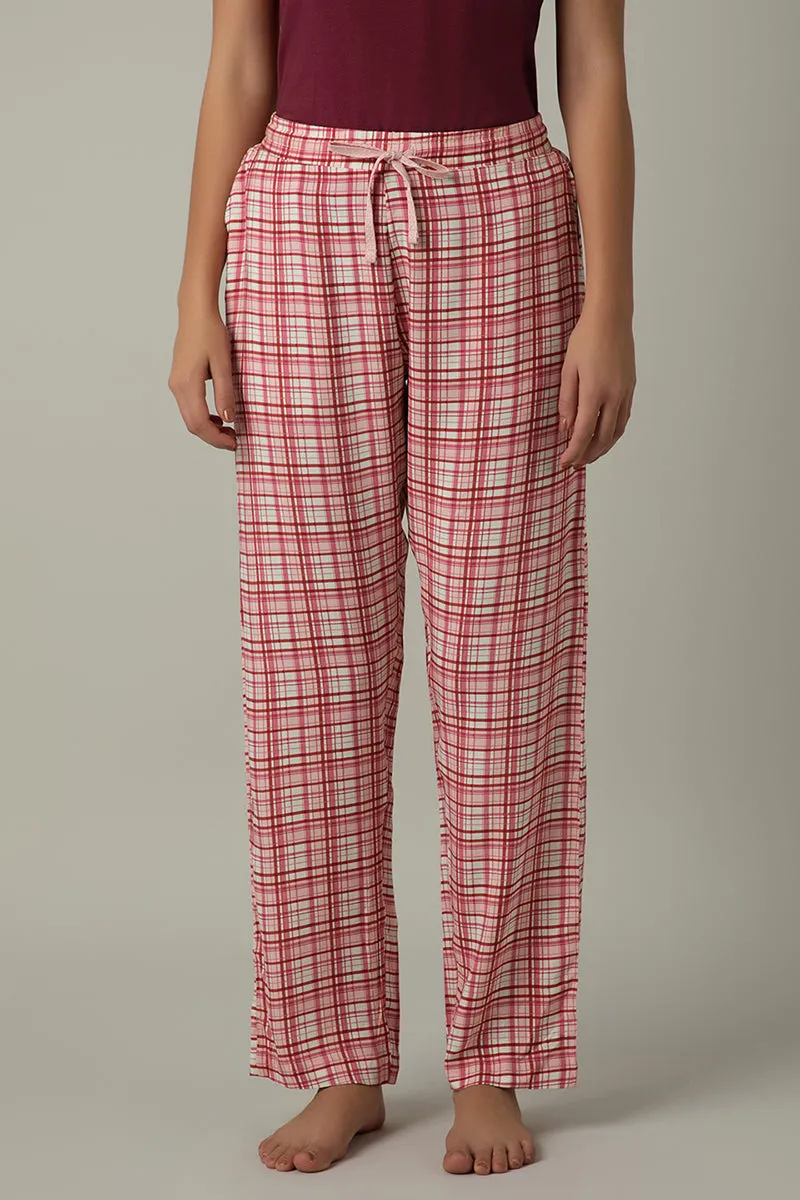 Full Length Pyjama Bottom - Blush Rose Check Print