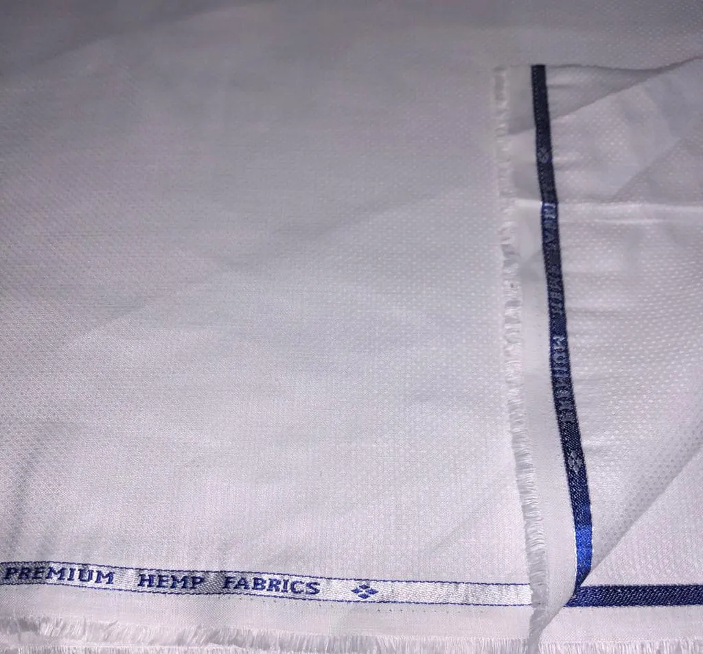 HEMP White dobby 50% hemp x 20% linen x 30 % lyocell fabric 58" WIDE [15575]