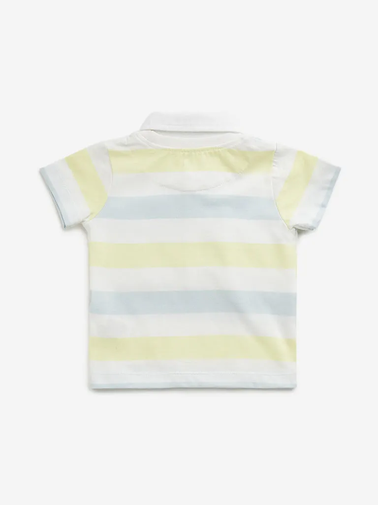 HOP Baby Multicolour Striped Collared T-Shirt