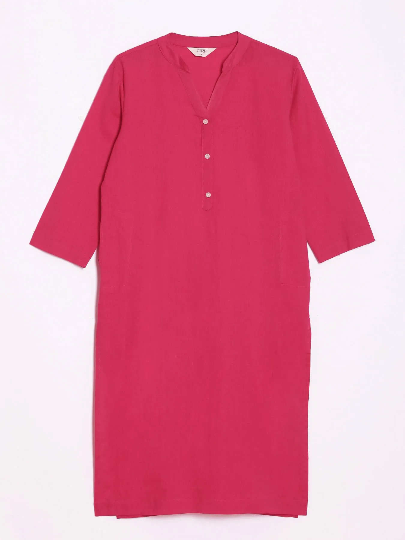 Hot Pink Airy Linen Long Kurta