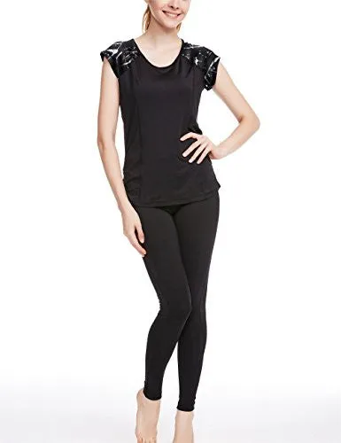 icyzone Performance Women's Activewear Running Yoga Short Sleeve Tee