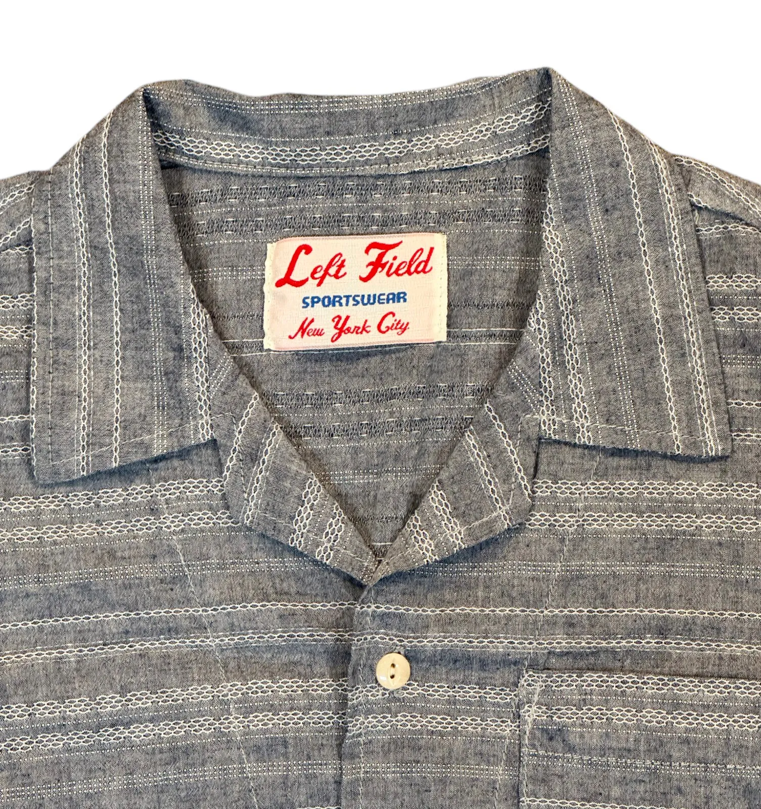 Indigo Japanese cotton/linen Jacquard Camp Shirt