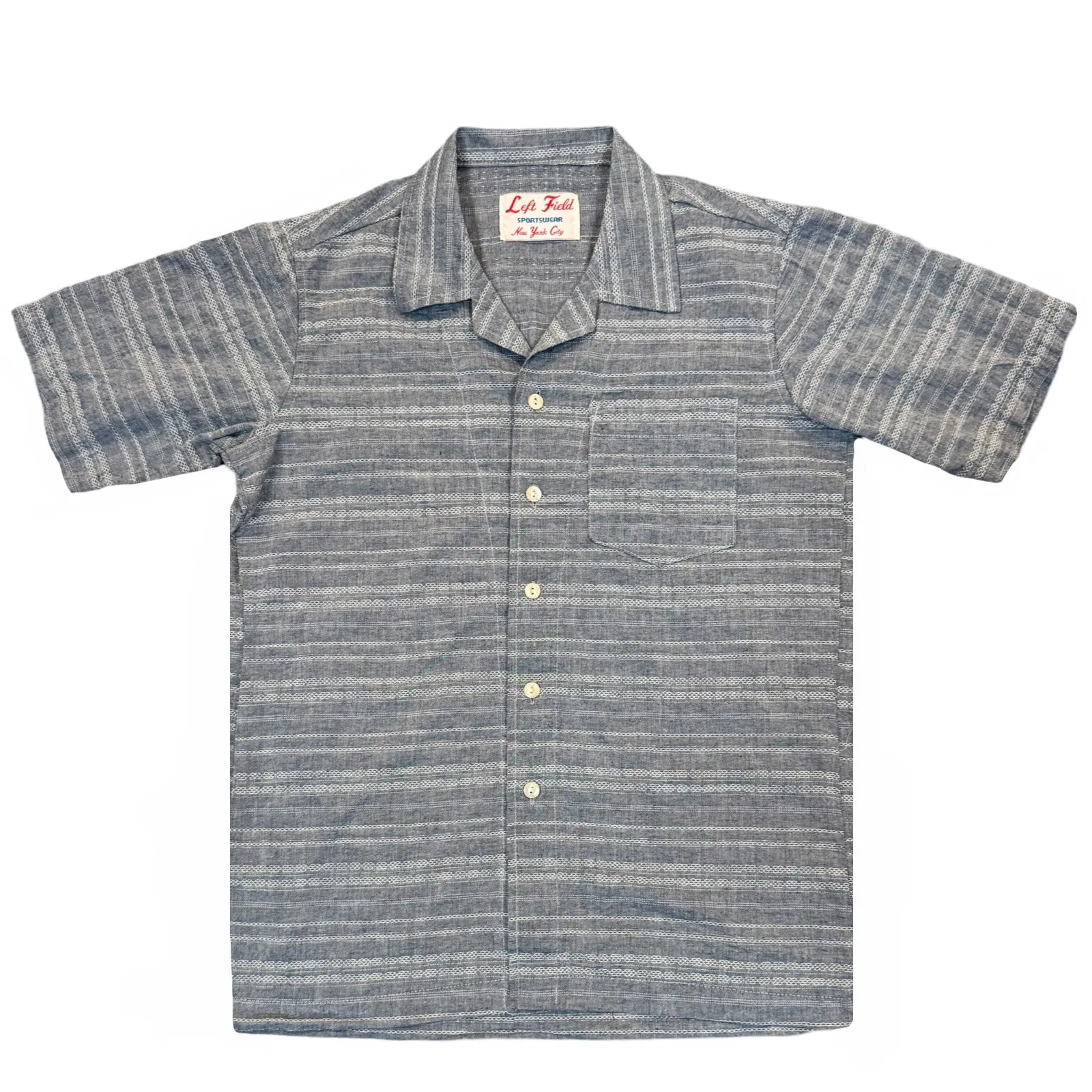 Indigo Japanese cotton/linen Jacquard Camp Shirt