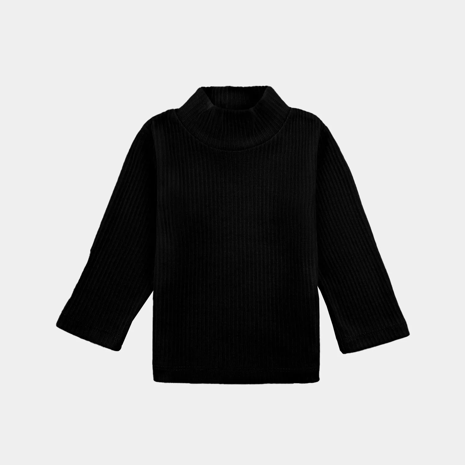 Kids Unisex Turtle Neck T-Shirt-BLACK