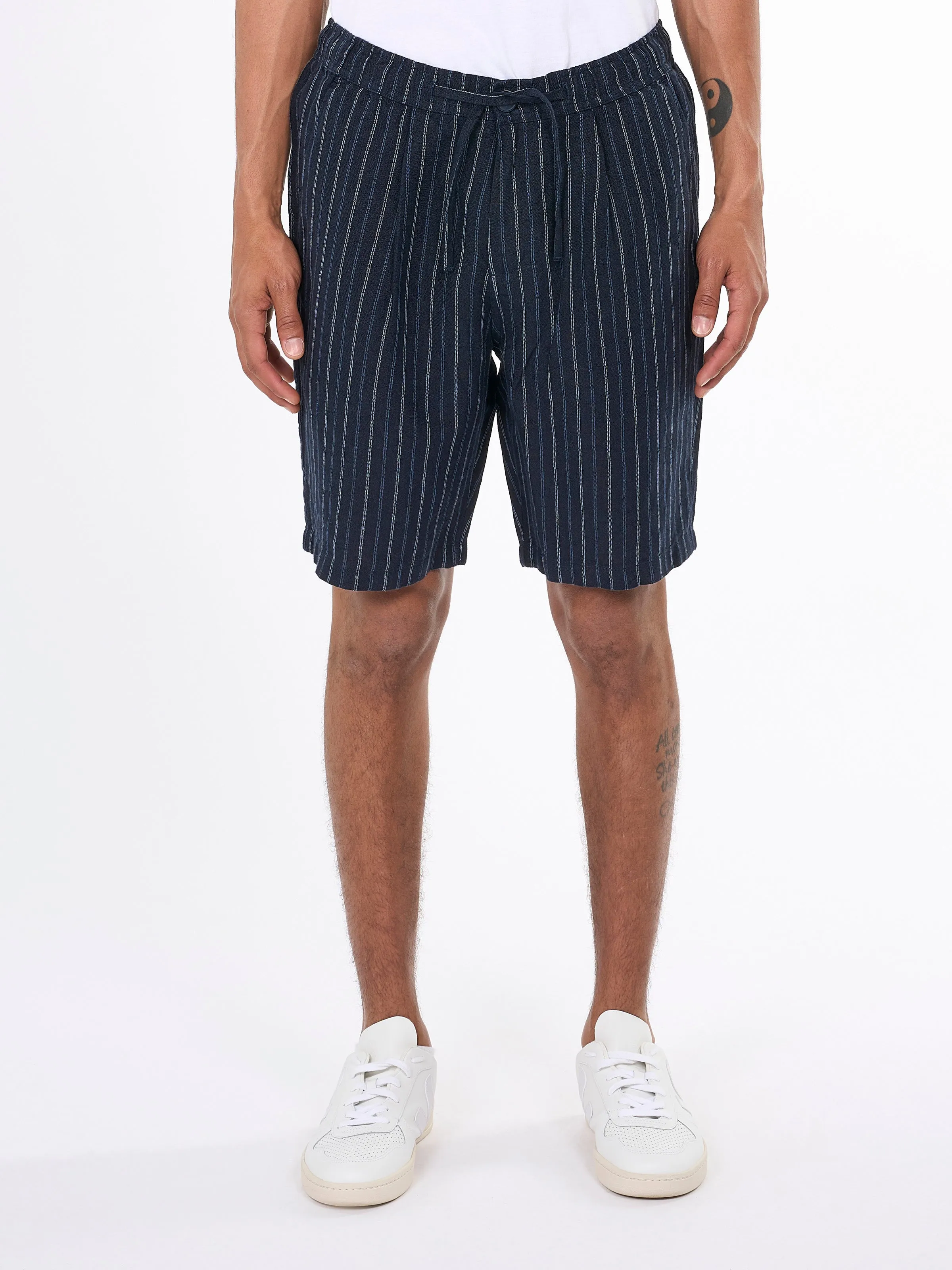 Loose striped shorts - Stripe - navy