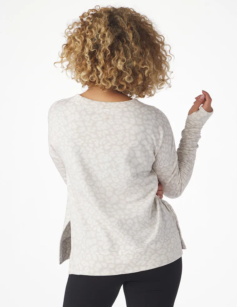 Lounge Long Sleeve: Oatmilk White Leopard