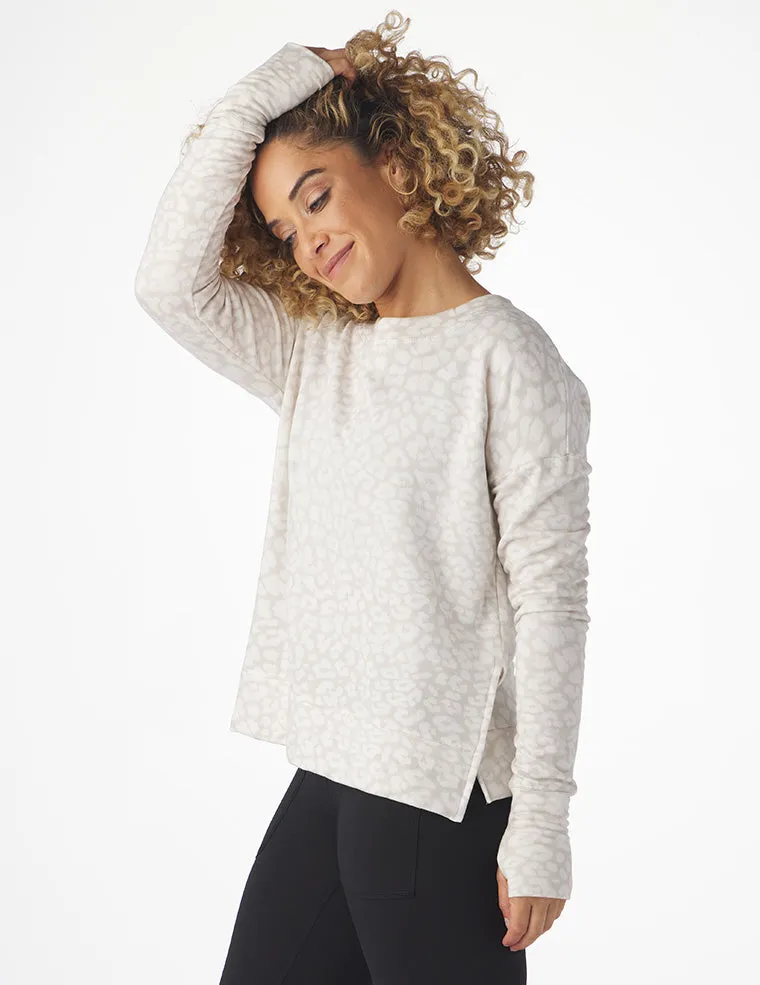 Lounge Long Sleeve: Oatmilk White Leopard