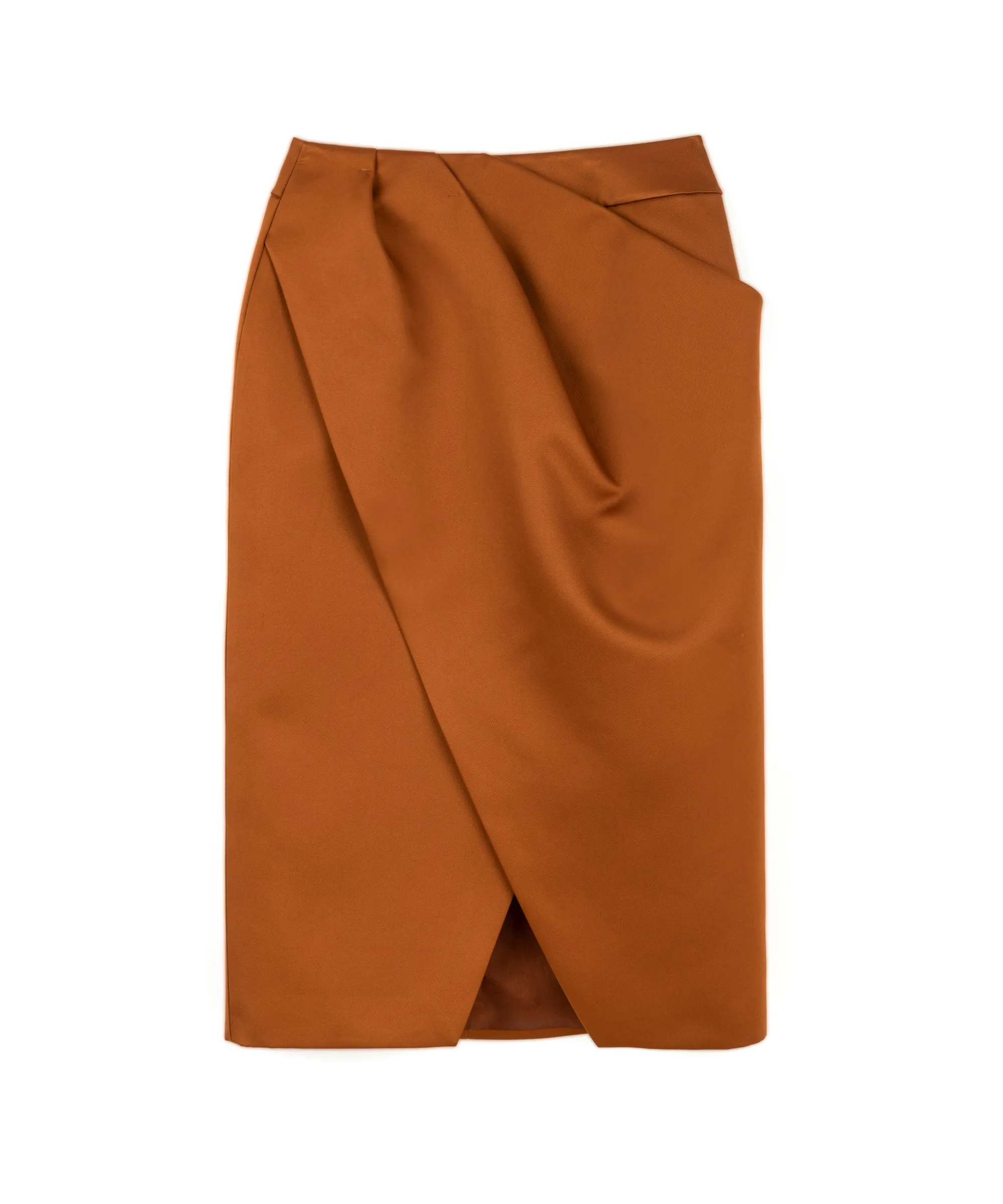 Machka Asymmetrical Draped Satin Duchess Skirt Bronze