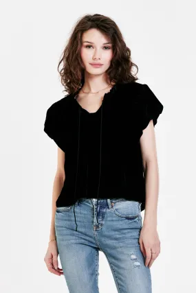 MAGGIE PUFF SLEEVE TOP BLACK VELVET