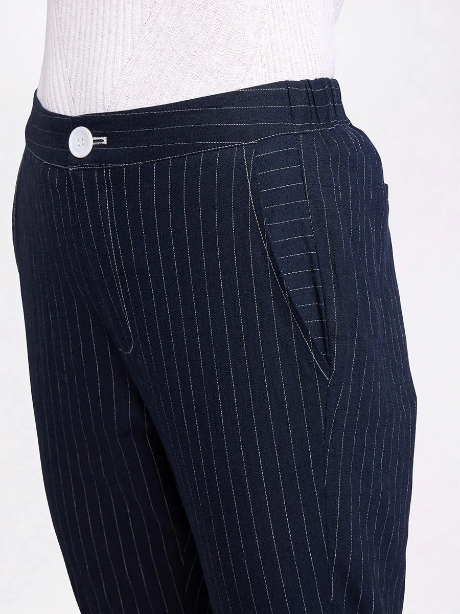 Marco Polo Pinstripe Pant - Navy